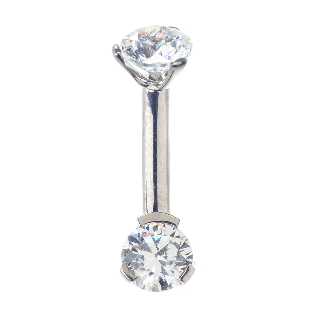 3 Prong-Set Faceted Gem Navel Curve - shortest shaft (1/4") - Image 4