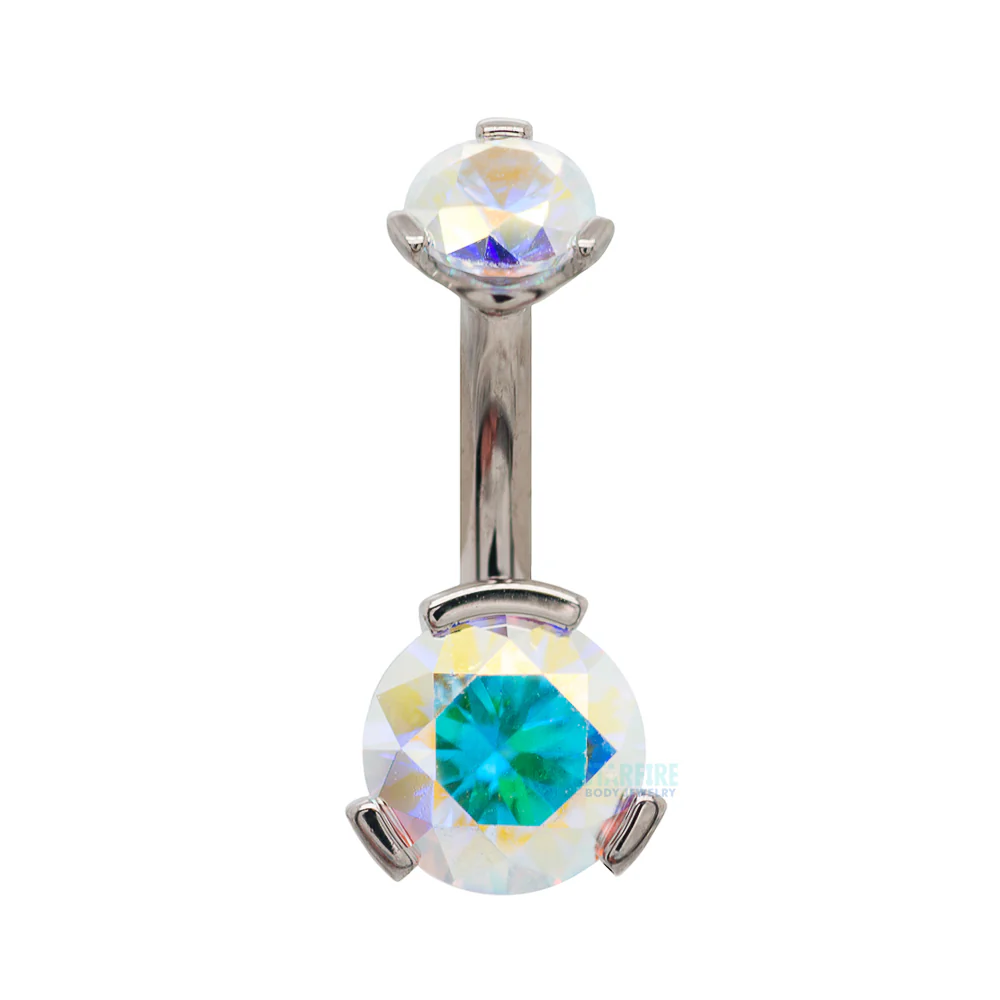 3 Prong-Set Faceted Gem Navel Curve - shortest shaft (1/4") - Image 5