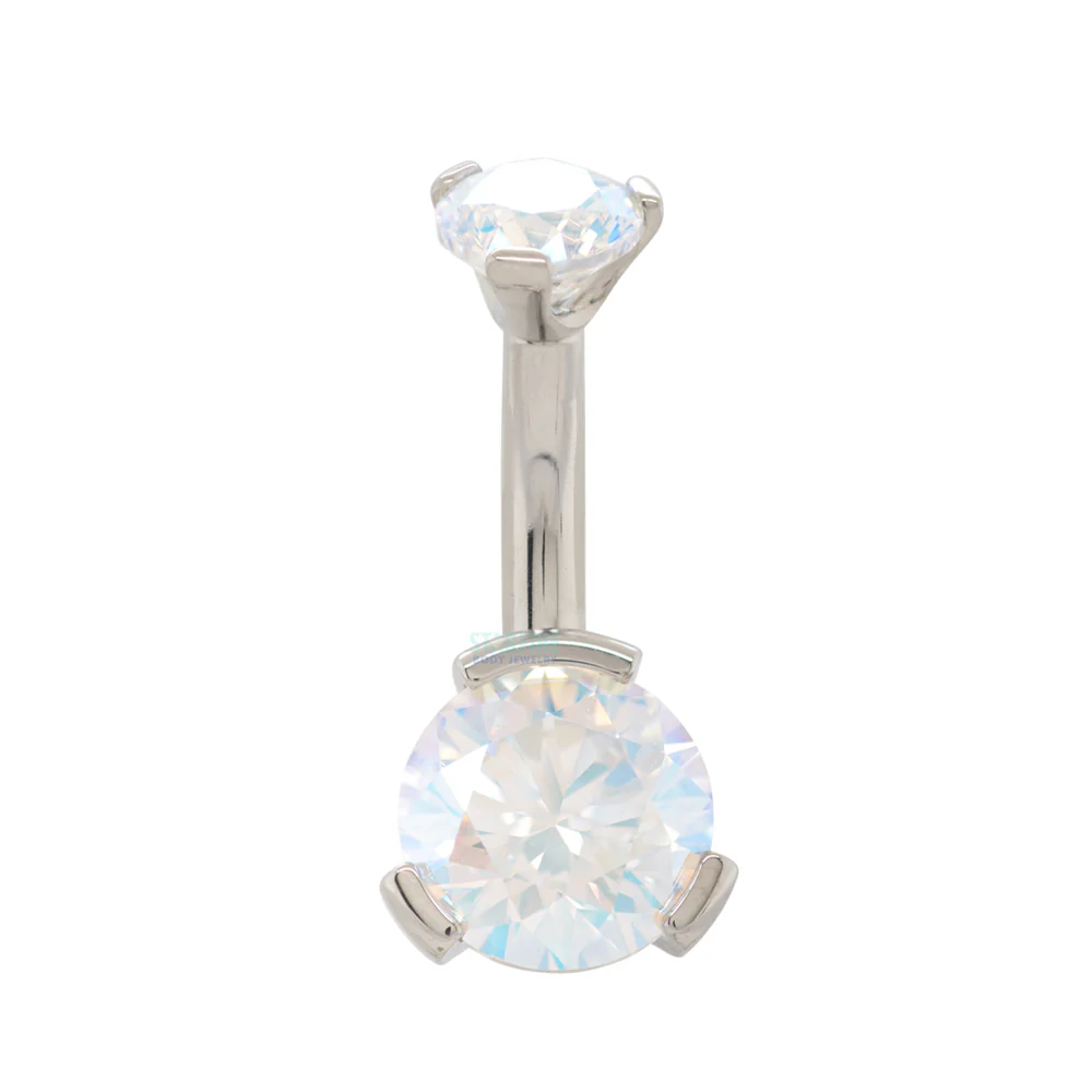 3 Prong-Set Faceted Gem Navel Curve - shortest shaft (1/4") - Image 7