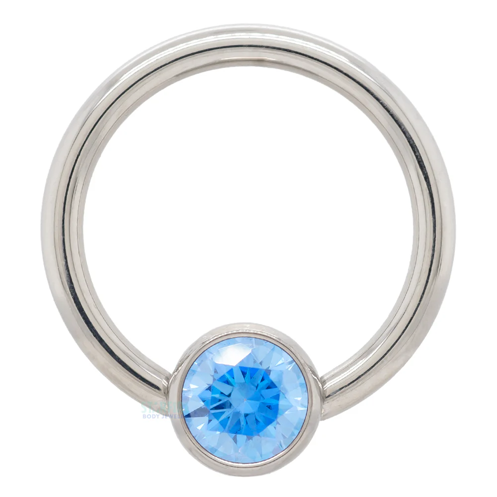 Captive Bead Ring (CBR) with Bezel-set Brilliant-Cut Gem - 16 ga. 3/8" - Image 10