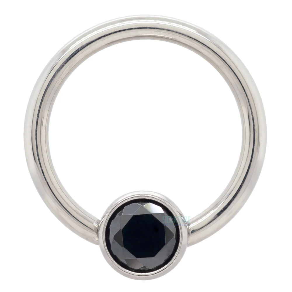 Captive Bead Ring (CBR) with Bezel-set Brilliant-Cut Gem - 16 ga. 3/8" - Image 12