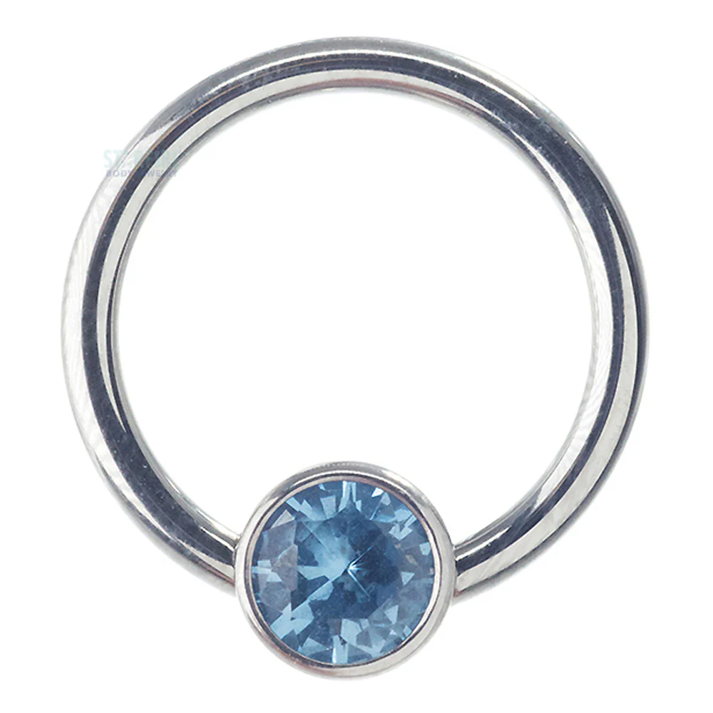 Captive Bead Ring (CBR) with Bezel-set Brilliant-Cut Gem - 16 ga. 3/8" - Image 13