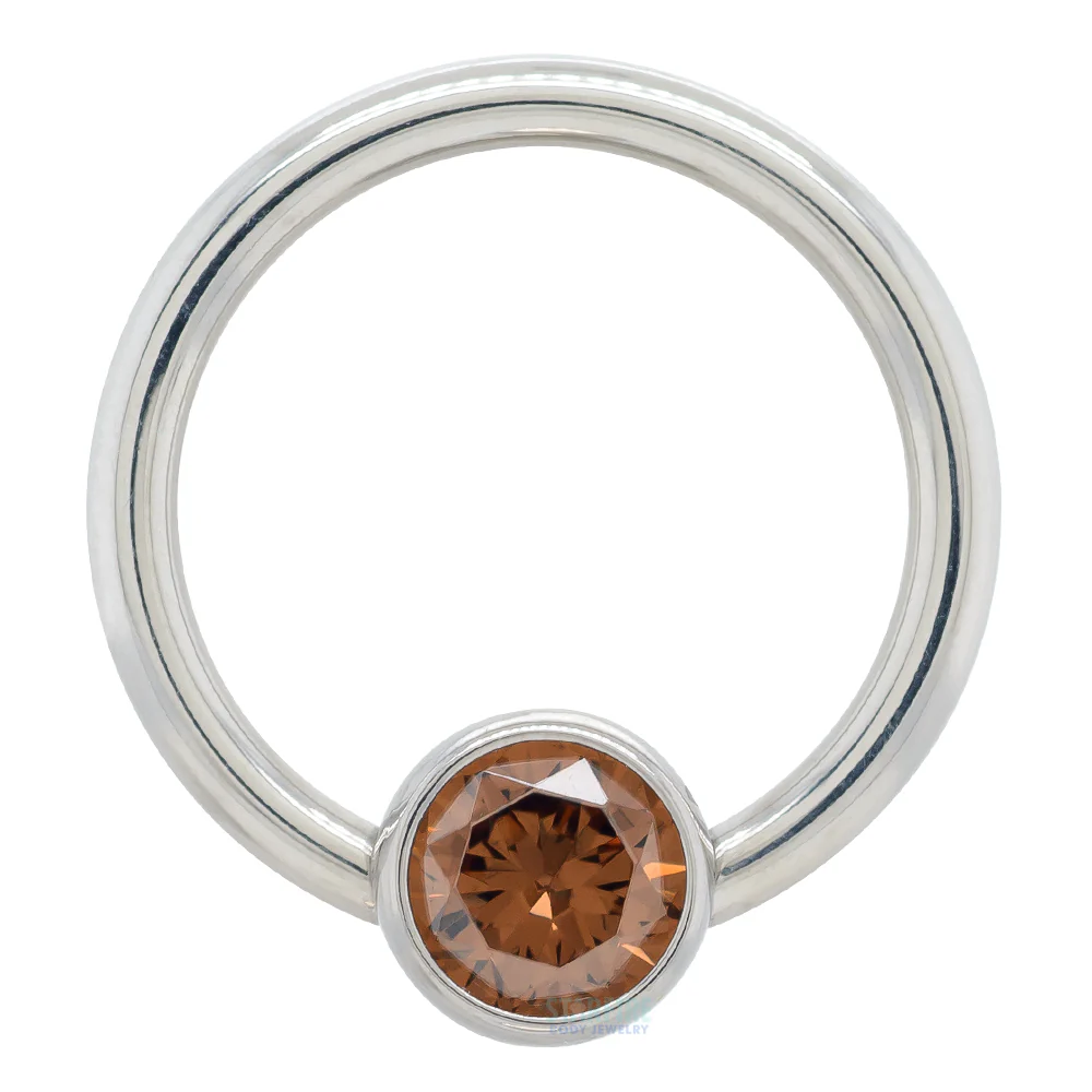 Captive Bead Ring (CBR) with Bezel-set Brilliant-Cut Gem - 16 ga. 3/8" - Image 14
