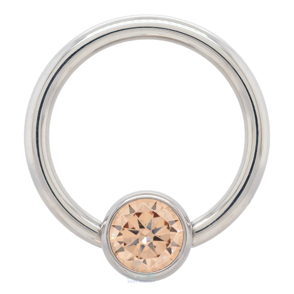 Captive Bead Ring (CBR) with Bezel-set Brilliant-Cut Gem - 16 ga. 3/8" - Image 15