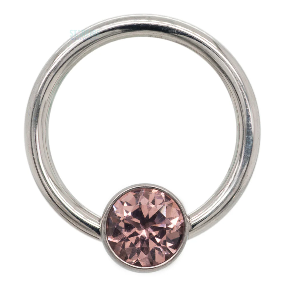 Captive Bead Ring (CBR) with Bezel-set Brilliant-Cut Gem - 16 ga. 3/8" - Image 16