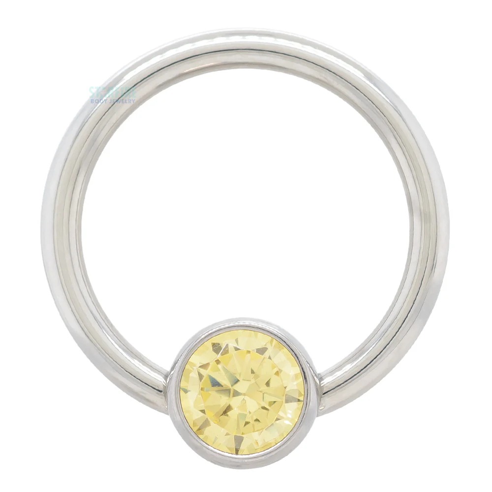 Captive Bead Ring (CBR) with Bezel-set Brilliant-Cut Gem - 16 ga. 3/8" - Image 17