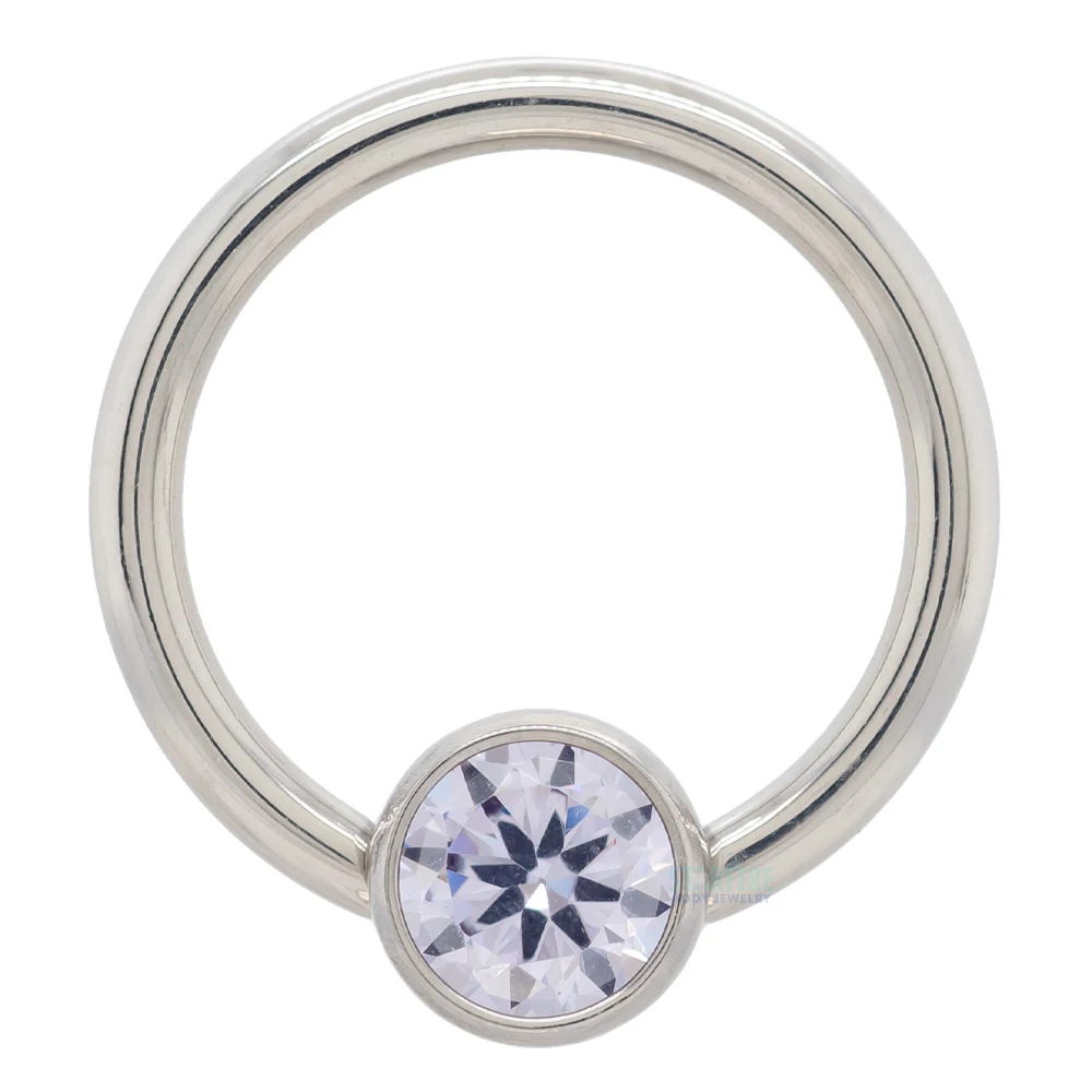 Captive Bead Ring (CBR) with Bezel-set Brilliant-Cut Gem - 16 ga. 3/8" - Image 18