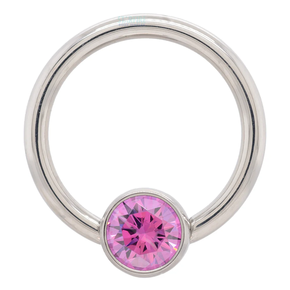 Captive Bead Ring (CBR) with Bezel-set Brilliant-Cut Gem - 16 ga. 3/8" - Image 19