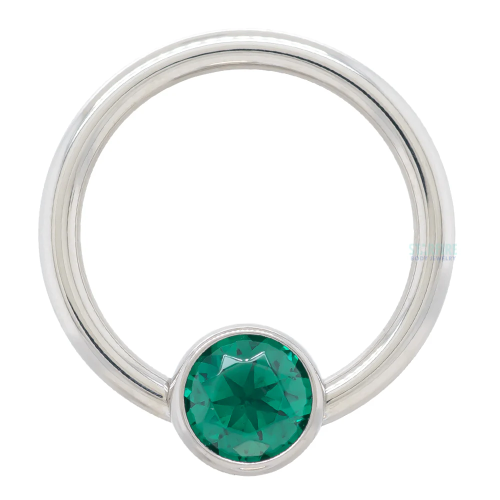Captive Bead Ring (CBR) with Bezel-set Brilliant-Cut Gem - 16 ga. 3/8" - Image 21