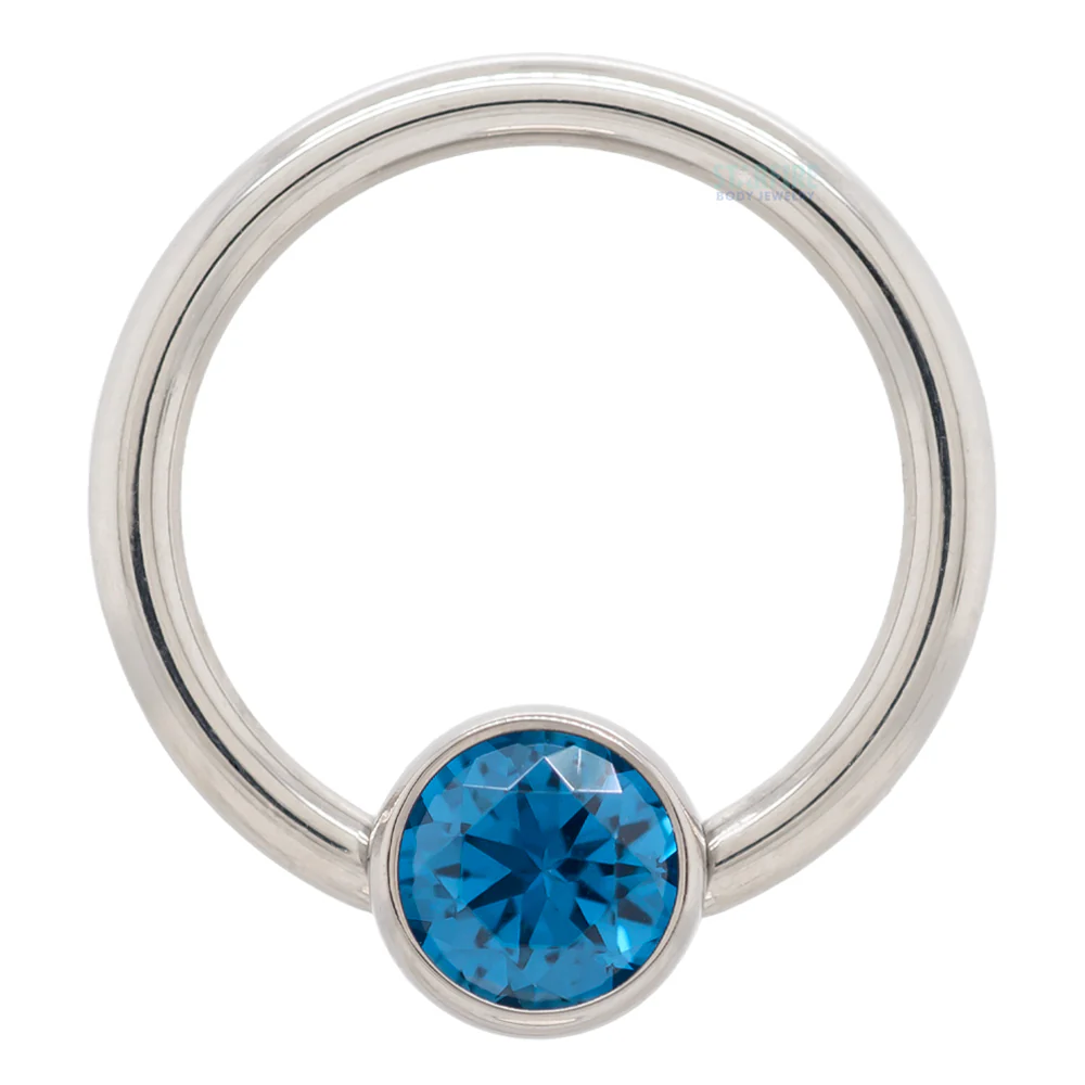 Captive Bead Ring (CBR) with Bezel-set Brilliant-Cut Gem - 16 ga. 3/8" - Image 22