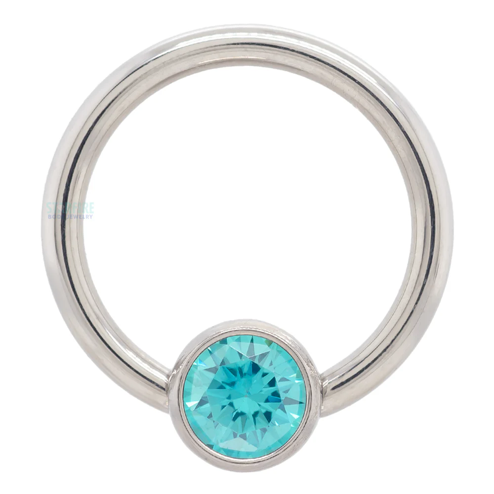 Captive Bead Ring (CBR) with Bezel-set Brilliant-Cut Gem - 16 ga. 3/8" - Image 23