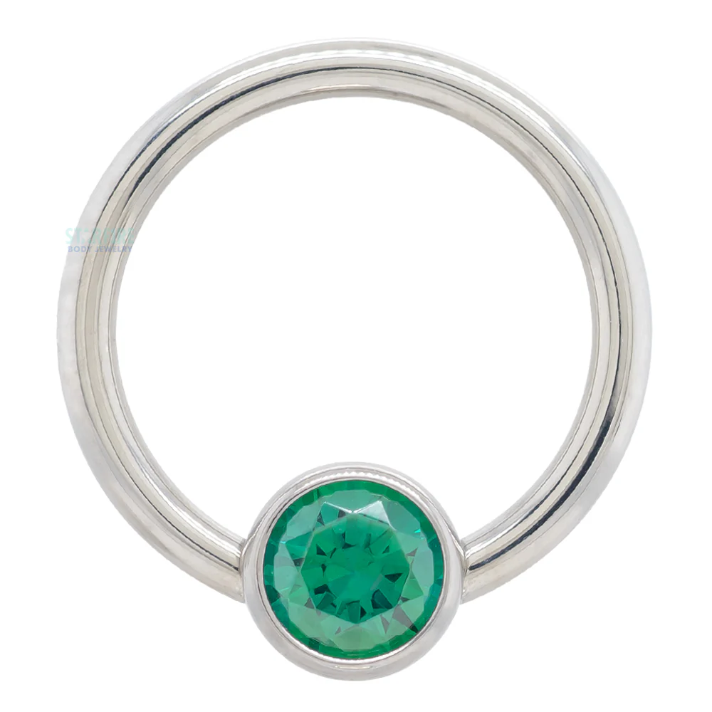 Captive Bead Ring (CBR) with Bezel-set Brilliant-Cut Gem - 16 ga. 3/8" - Image 24