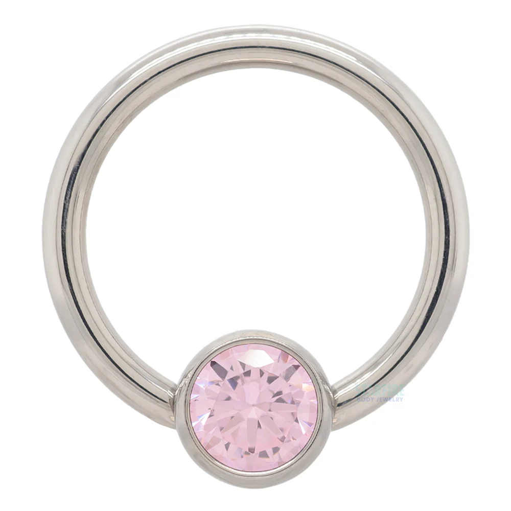 Captive Bead Ring (CBR) with Bezel-set Brilliant-Cut Gem - 16 ga. 3/8" - Image 25
