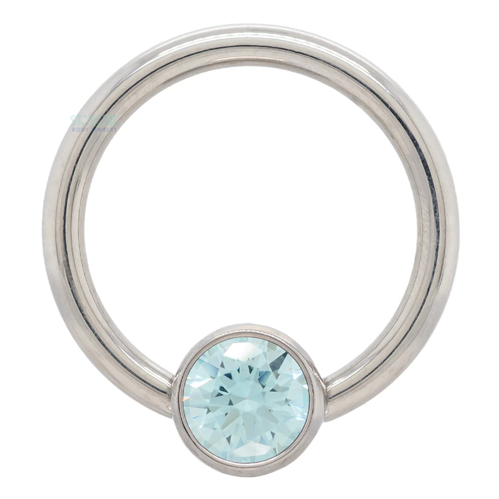 Captive Bead Ring (CBR) with Bezel-set Brilliant-Cut Gem - 16 ga. 3/8" - Image 26