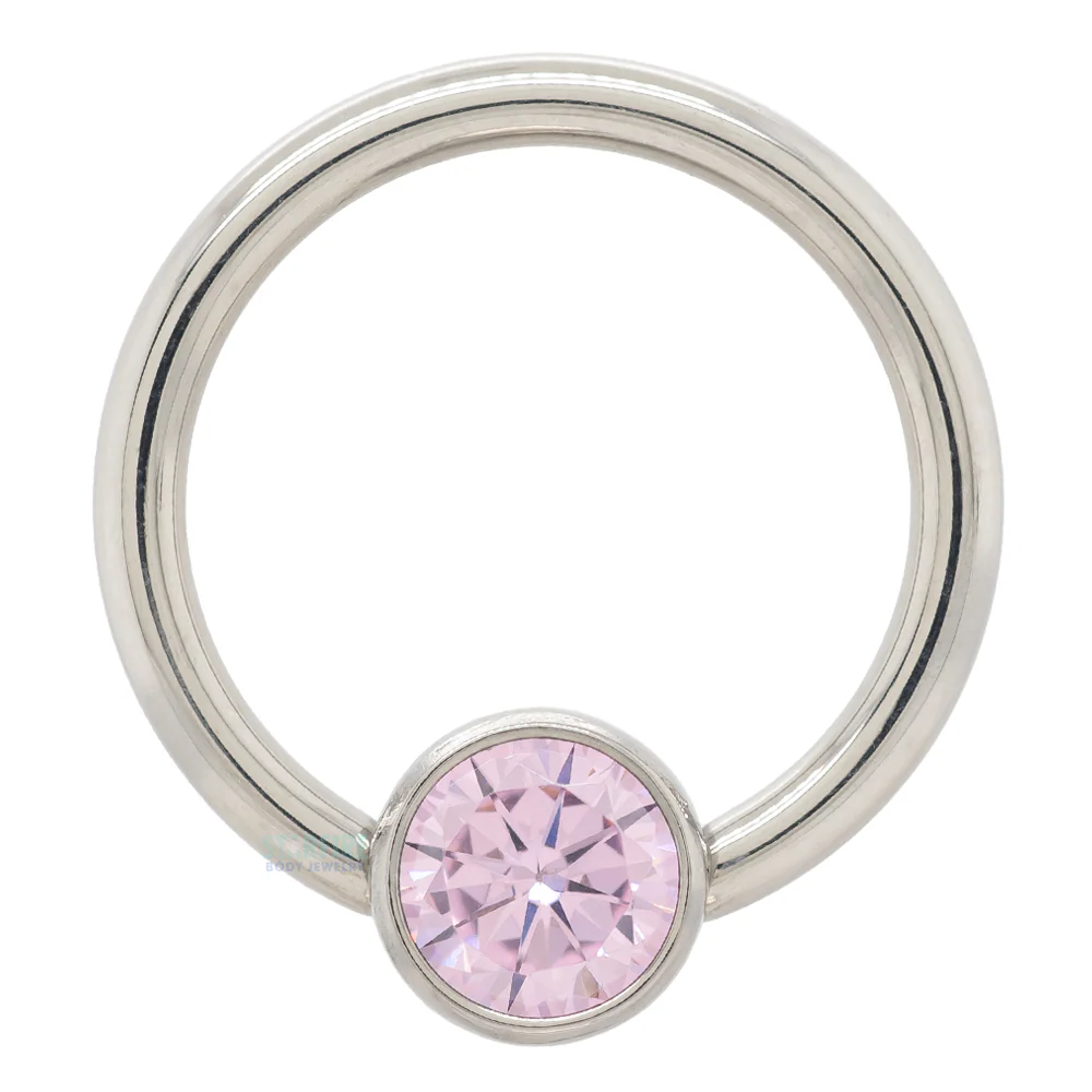 Captive Bead Ring (CBR) with Bezel-set Brilliant-Cut Gem - 16 ga. 3/8" - Image 27