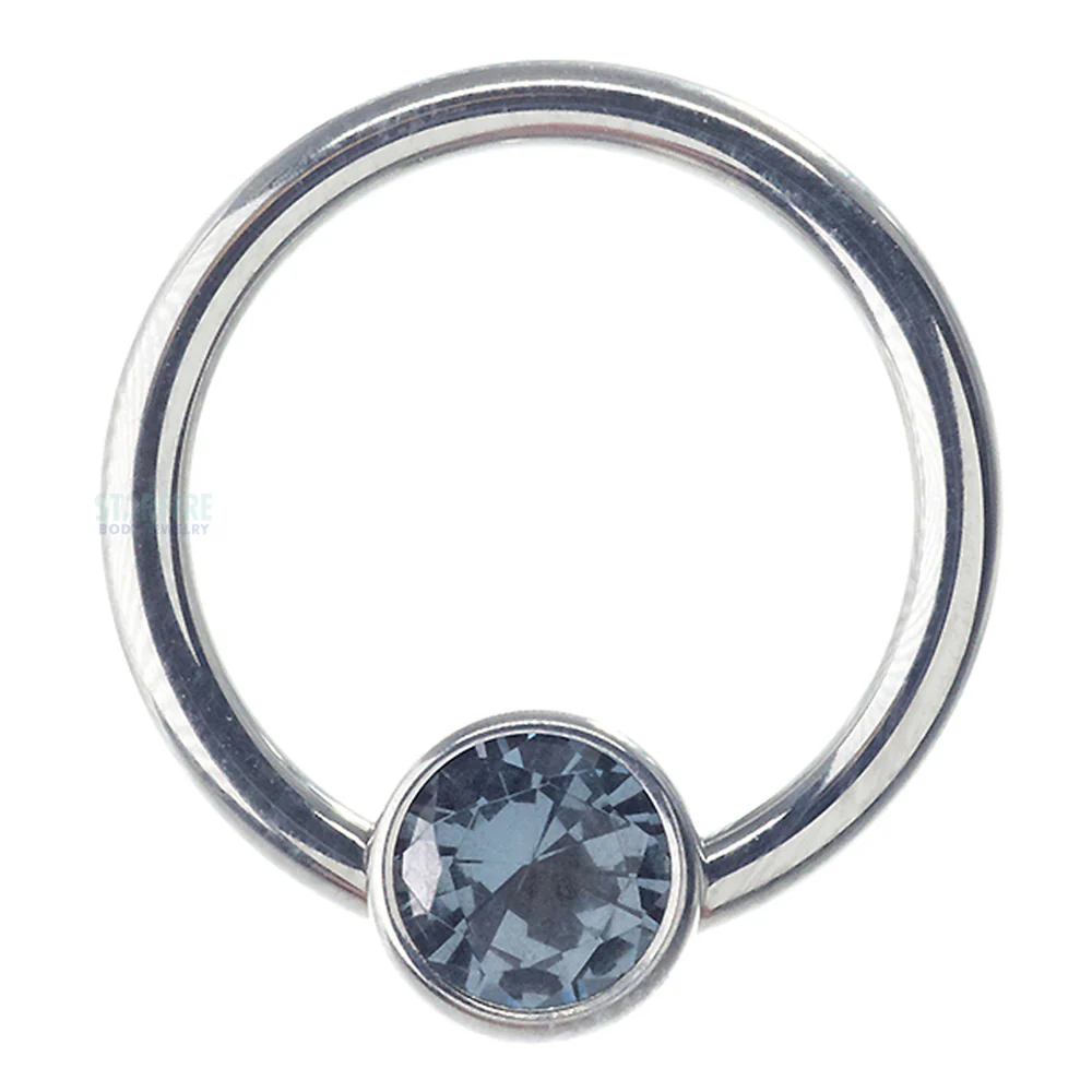 Captive Bead Ring (CBR) with Bezel-set Brilliant-Cut Gem - 16 ga. 3/8" - Image 28