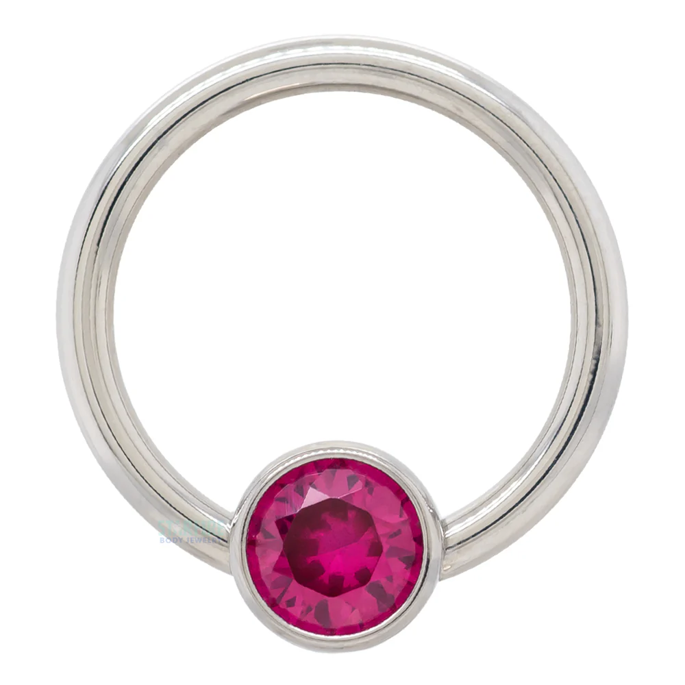 Captive Bead Ring (CBR) with Bezel-set Brilliant-Cut Gem - 16 ga. 3/8" - Image 29