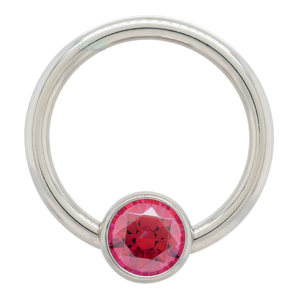 Captive Bead Ring (CBR) with Bezel-set Brilliant-Cut Gem - 16 ga. 3/8" - Image 31