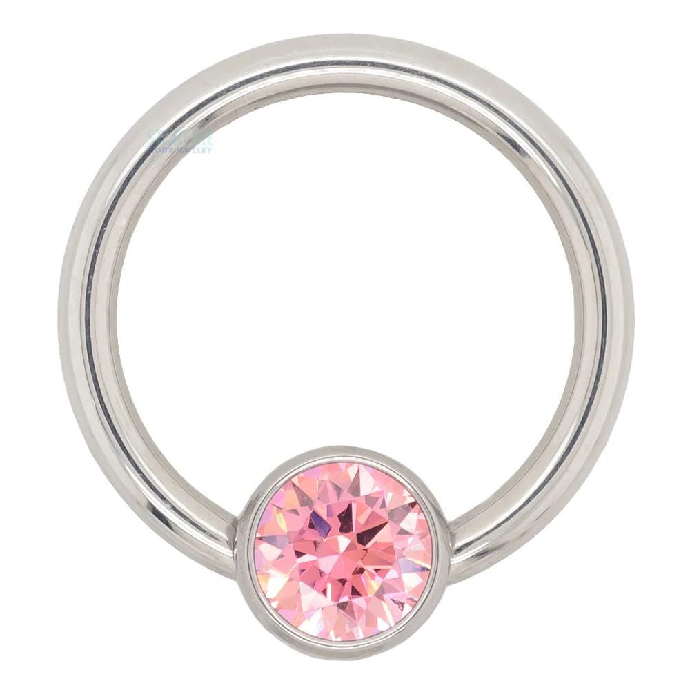Captive Bead Ring (CBR) with Bezel-set Brilliant-Cut Gem - 16 ga. 3/8" - Image 32