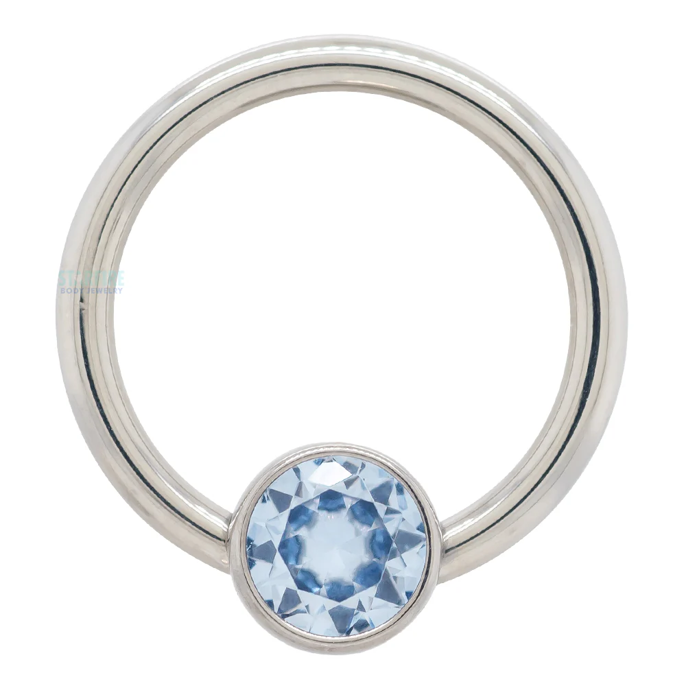 Captive Bead Ring (CBR) with Bezel-set Brilliant-Cut Gem - 16 ga. 3/8" - Image 33