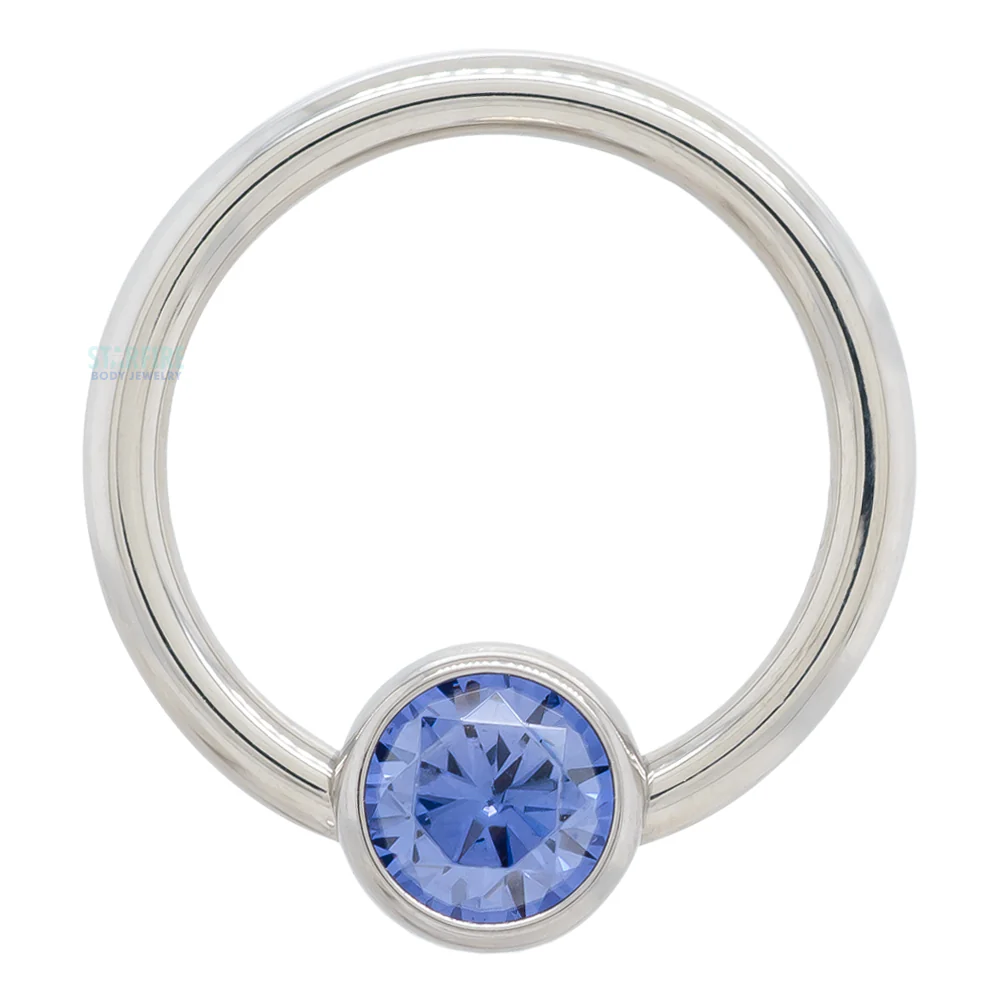 Captive Bead Ring (CBR) with Bezel-set Brilliant-Cut Gem - 16 ga. 3/8" - Image 34