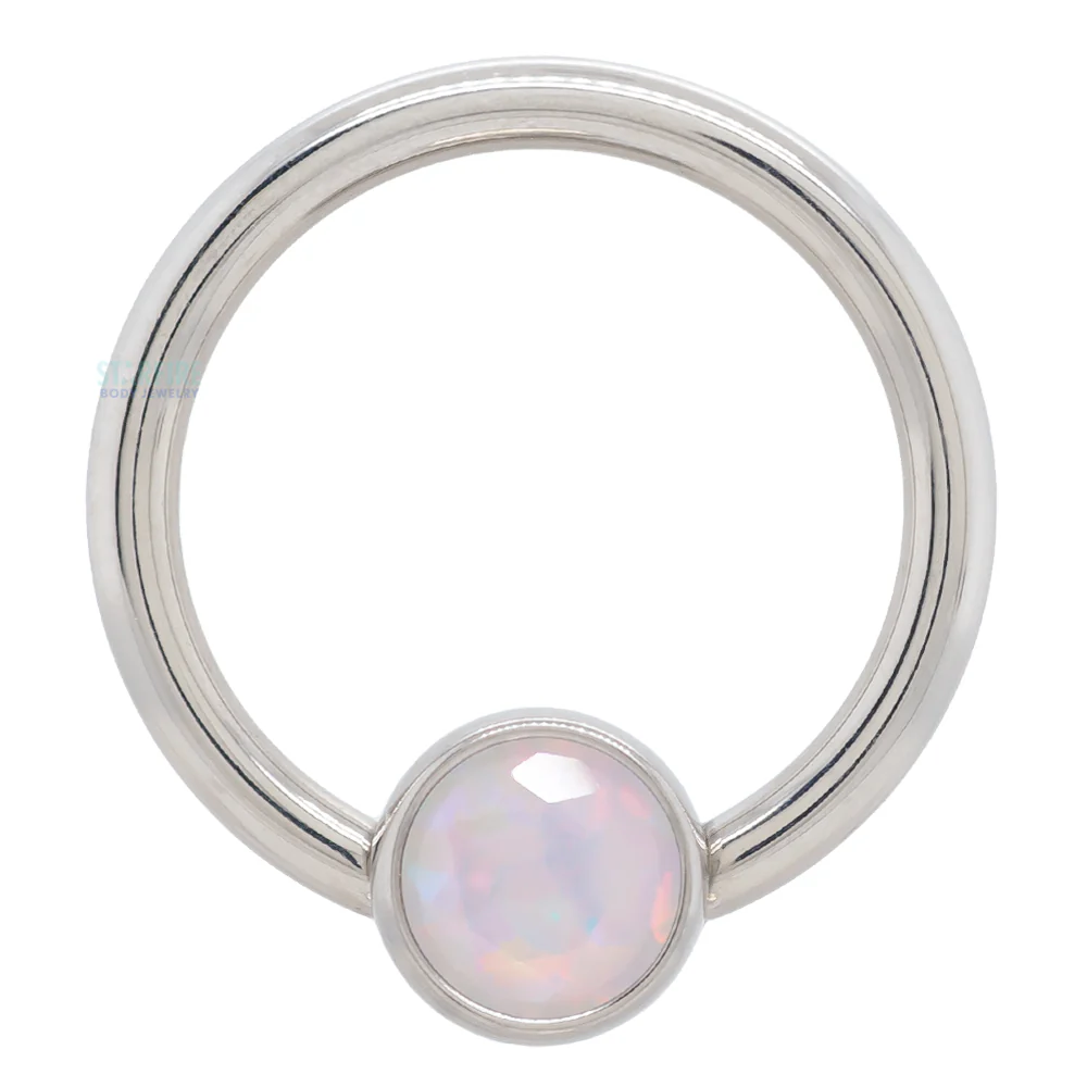 Captive Bead Ring (CBR) with Bezel-set Brilliant-Cut Gem - 16 ga. 3/8" - Image 35