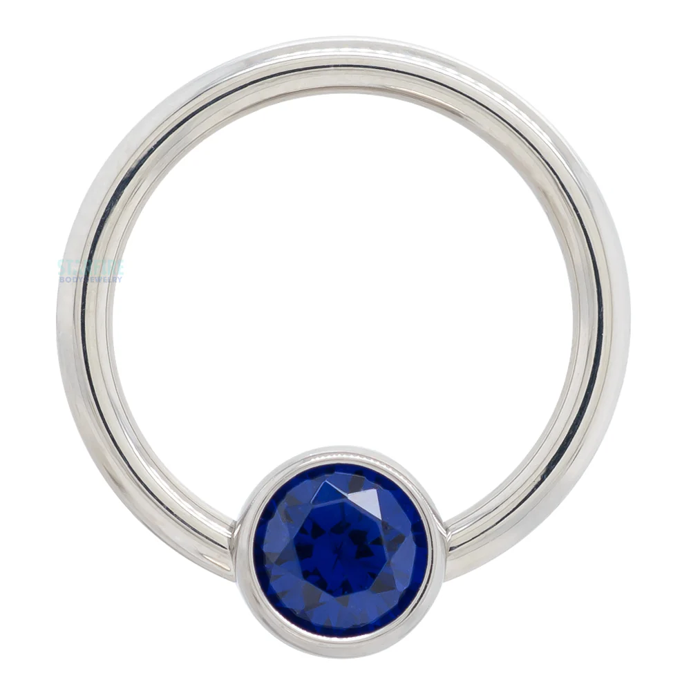 Captive Bead Ring (CBR) with Bezel-set Brilliant-Cut Gem - 16 ga. 3/8" - Image 38
