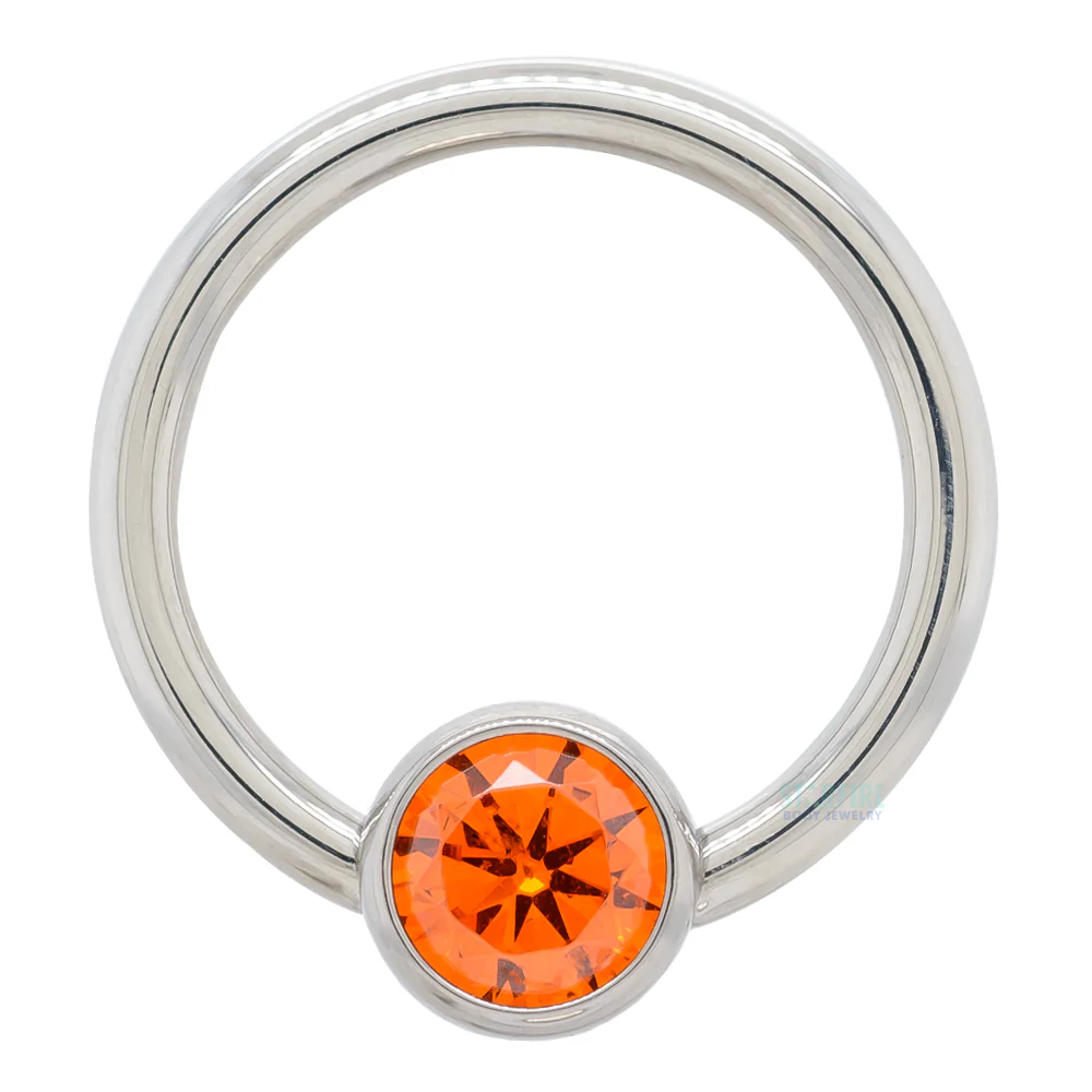 Captive Bead Ring (CBR) with Bezel-set Brilliant-Cut Gem - 16 ga. 3/8" - Image 39