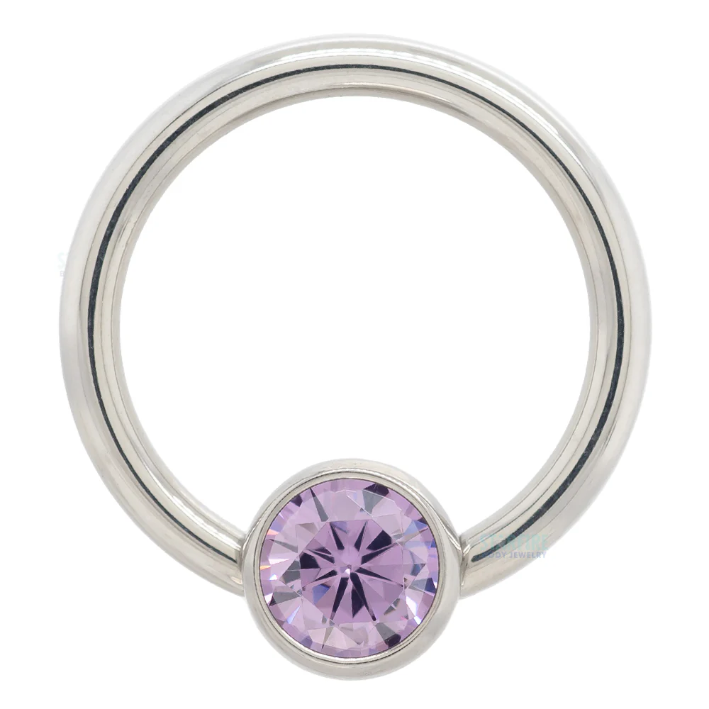 Captive Bead Ring (CBR) with Bezel-set Brilliant-Cut Gem - 16 ga. 3/8" - Image 7