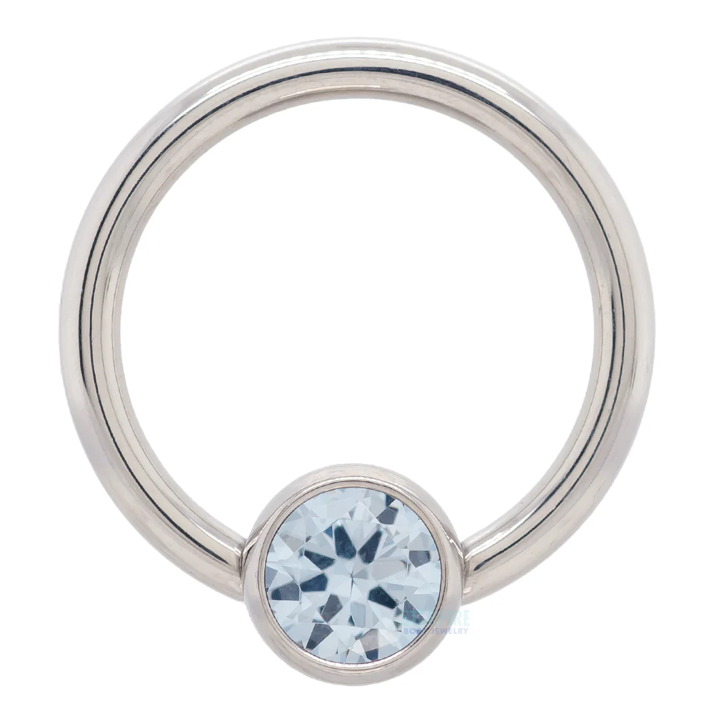 Captive Bead Ring (CBR) with Bezel-set Brilliant-Cut Gem - 16 ga. 3/8" - Image 9