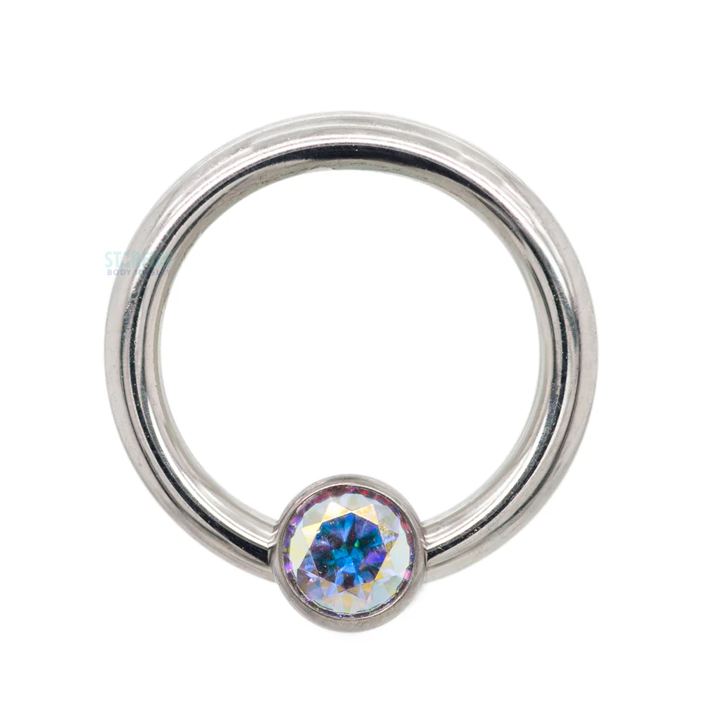 Captive Bead Ring (CBR) with Bezel-set Brilliant-Cut Gem - 16 ga. 5/16" - Image 10