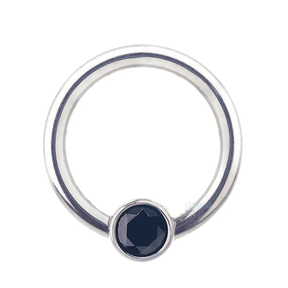 Captive Bead Ring (CBR) with Bezel-set Brilliant-Cut Gem - 16 ga. 5/16" - Image 11