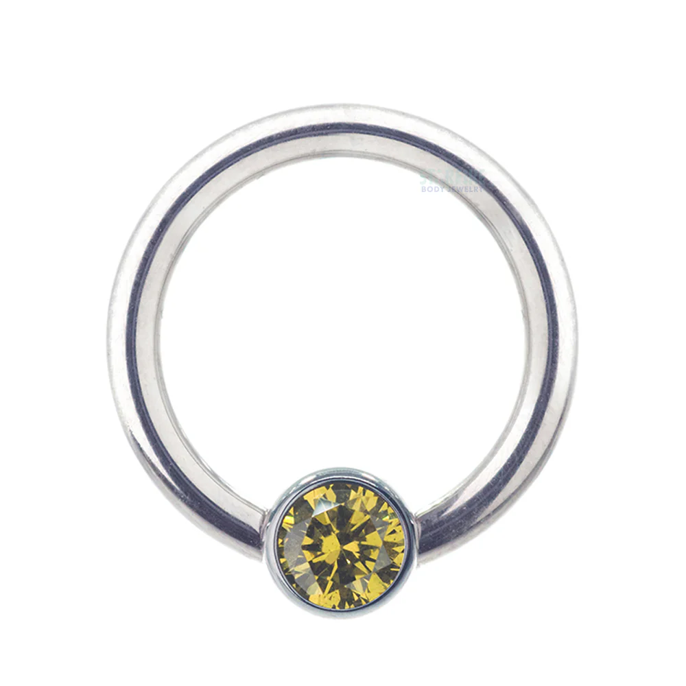 Captive Bead Ring (CBR) with Bezel-set Brilliant-Cut Gem - 16 ga. 5/16" - Image 15