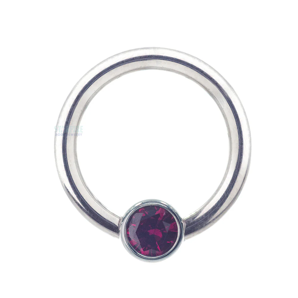 Captive Bead Ring (CBR) with Bezel-set Brilliant-Cut Gem - 16 ga. 5/16" - Image 17