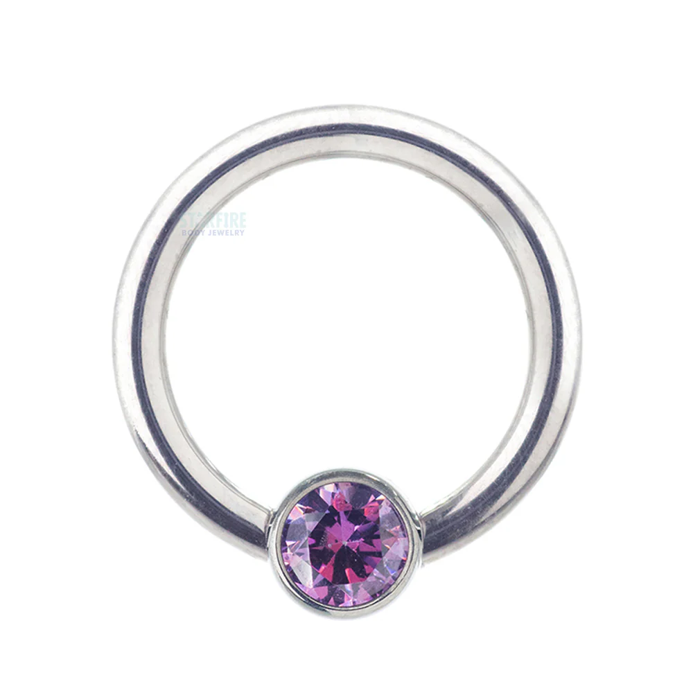 Captive Bead Ring (CBR) with Bezel-set Brilliant-Cut Gem - 16 ga. 5/16" - Image 19