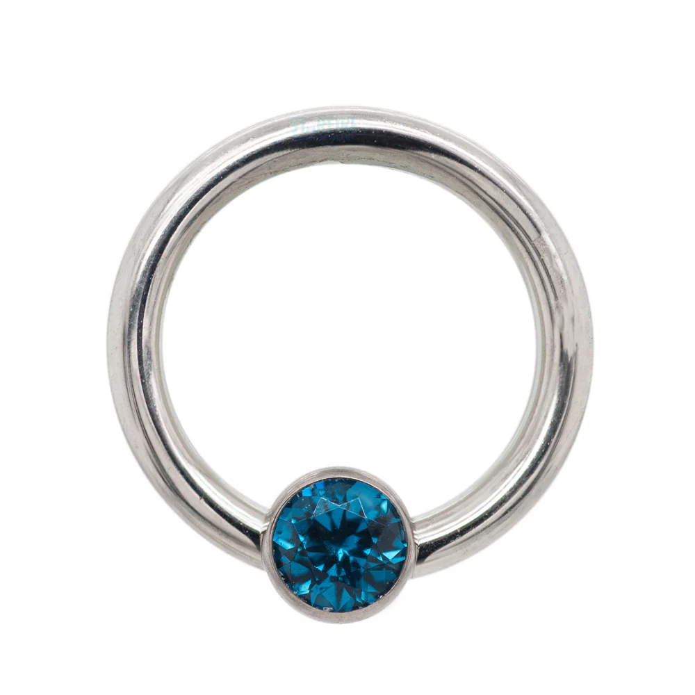 Captive Bead Ring (CBR) with Bezel-set Brilliant-Cut Gem - 16 ga. 5/16" - Image 20