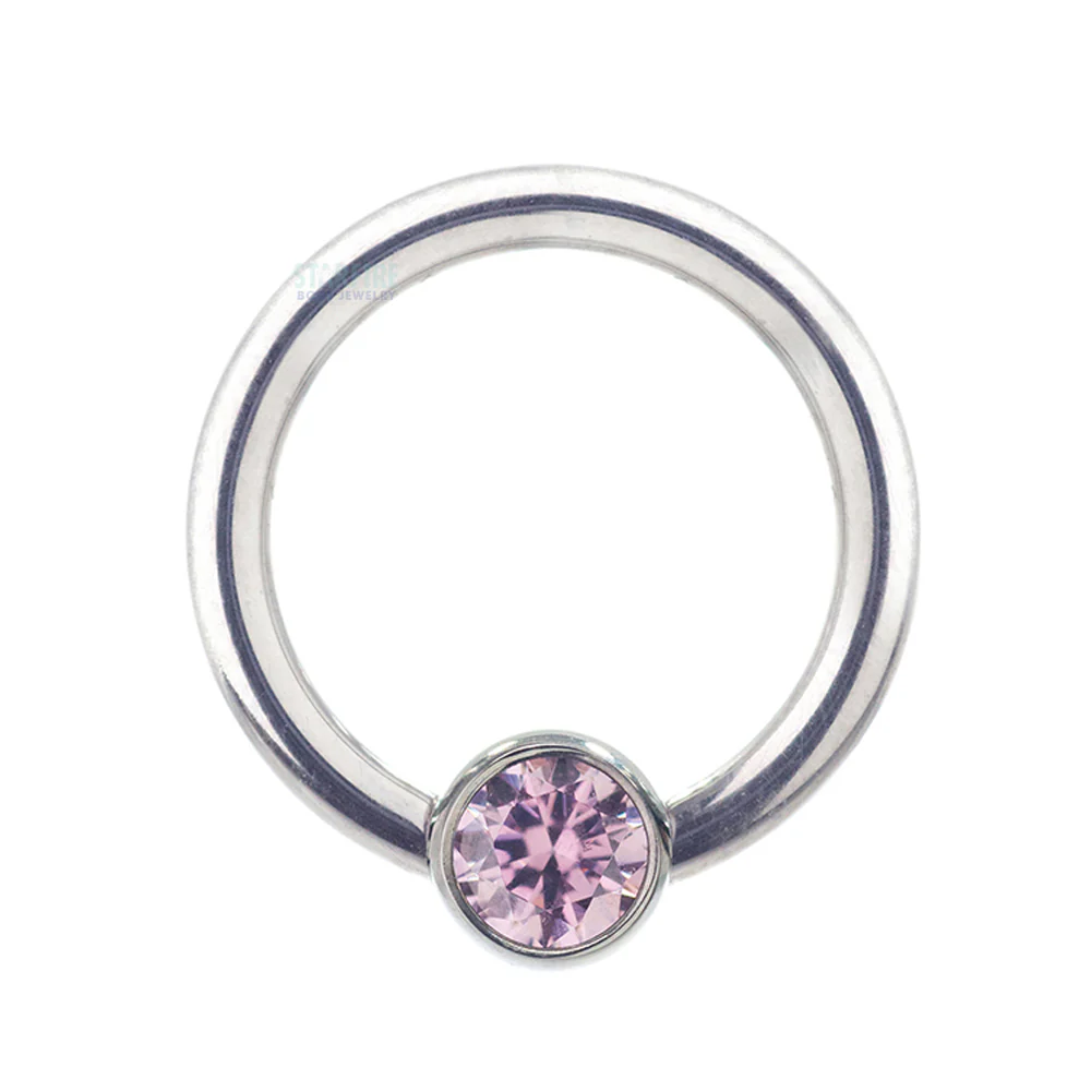 Captive Bead Ring (CBR) with Bezel-set Brilliant-Cut Gem - 16 ga. 5/16" - Image 26