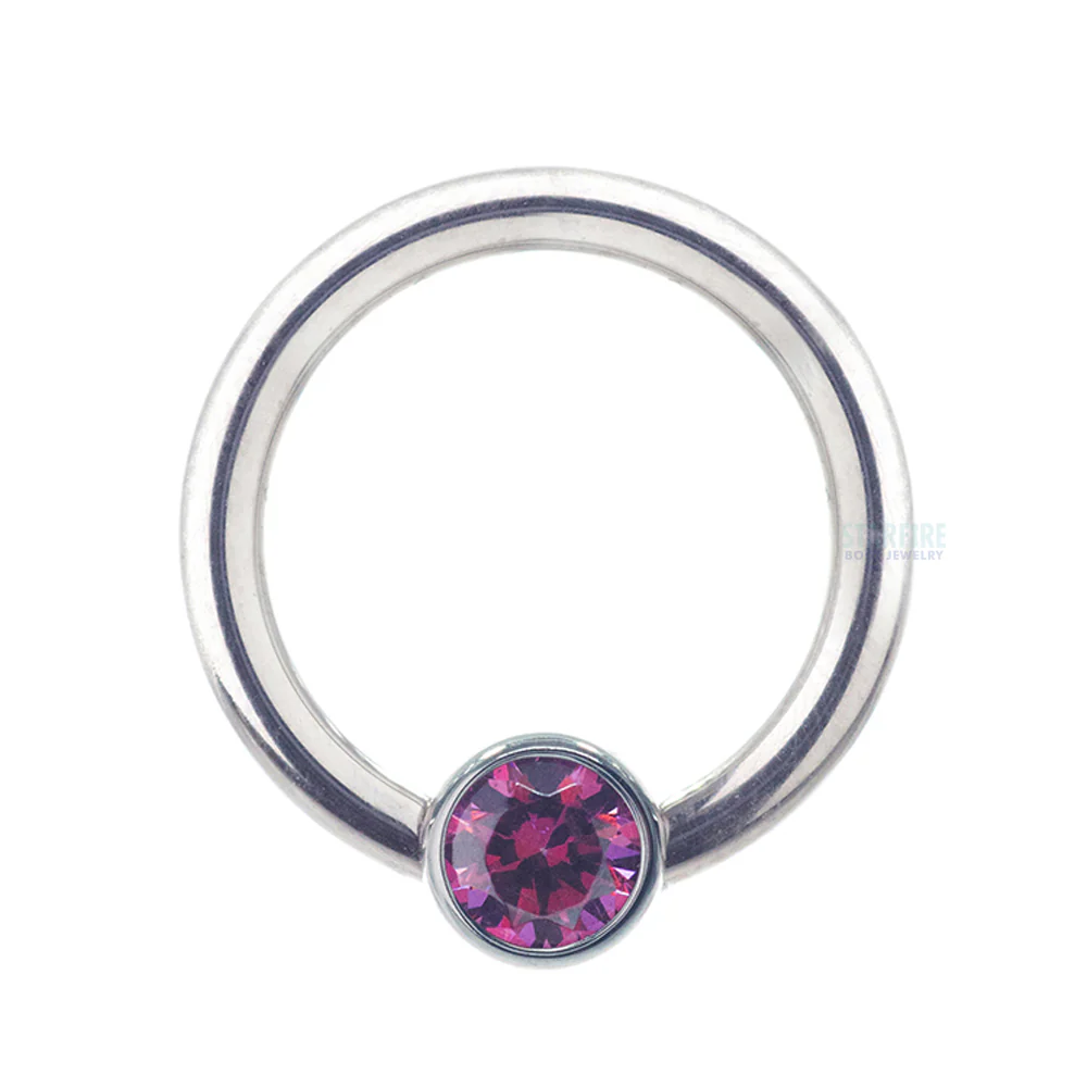 Captive Bead Ring (CBR) with Bezel-set Brilliant-Cut Gem - 16 ga. 5/16" - Image 27