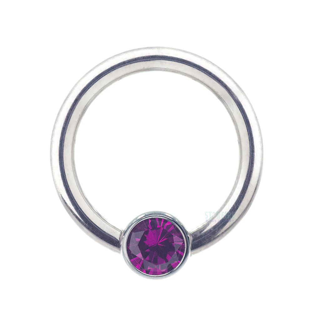 Captive Bead Ring (CBR) with Bezel-set Brilliant-Cut Gem - 16 ga. 5/16" - Image 28