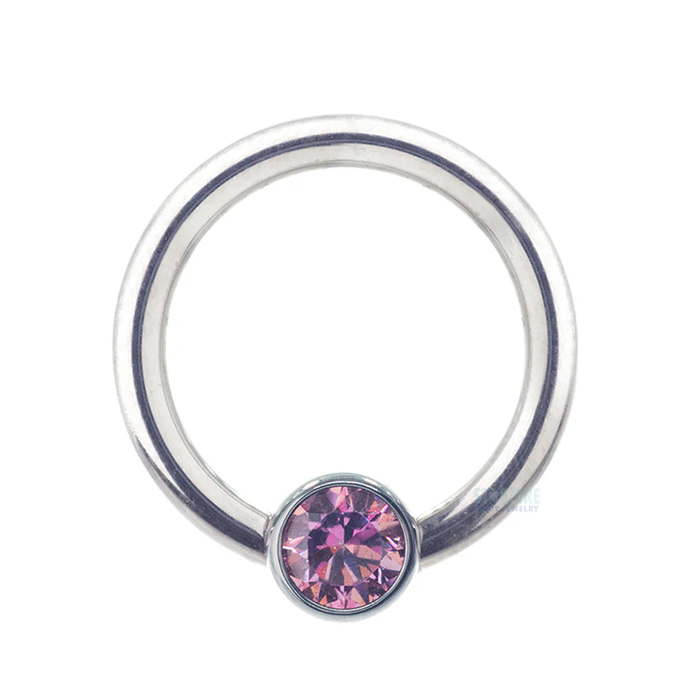 Captive Bead Ring (CBR) with Bezel-set Brilliant-Cut Gem - 16 ga. 5/16" - Image 29