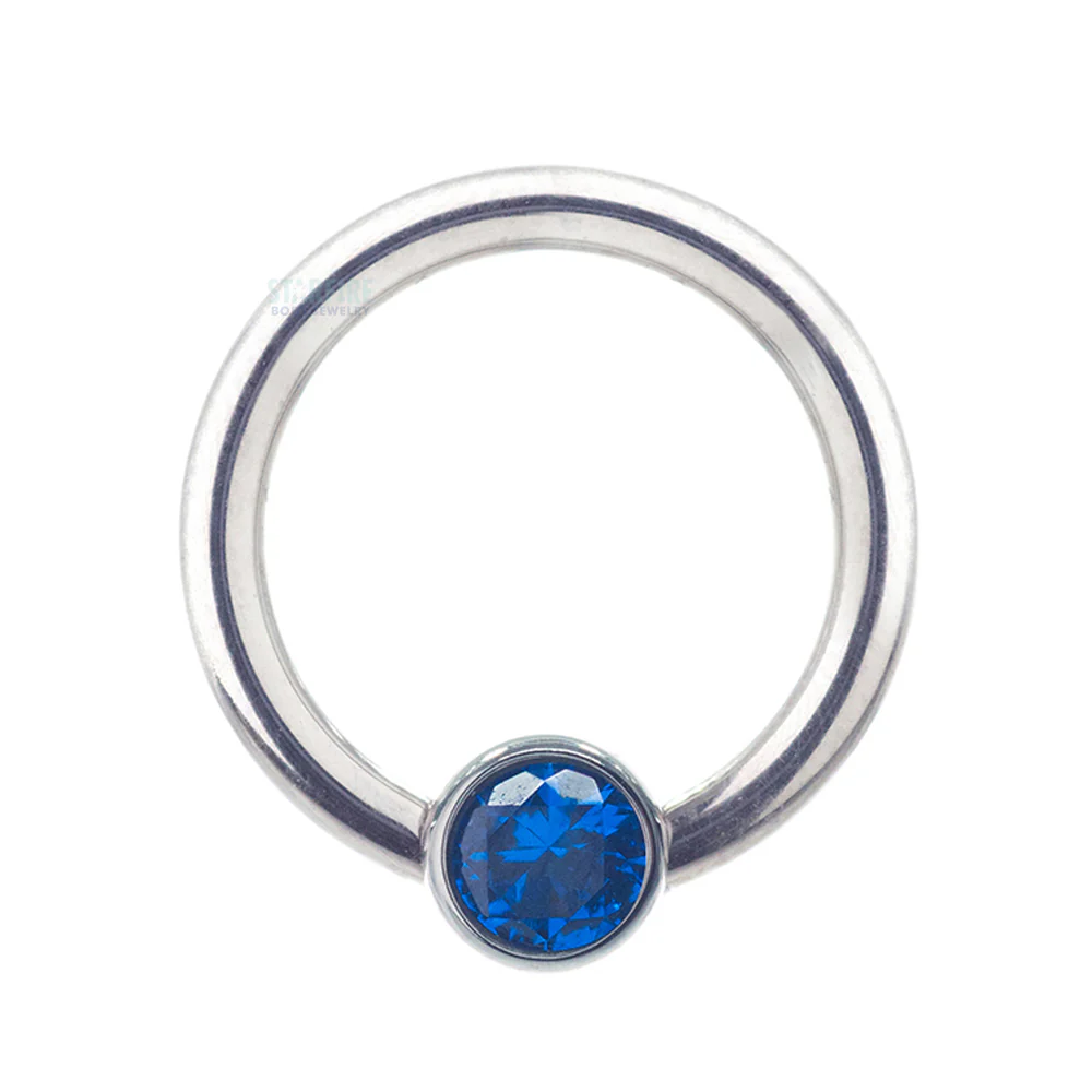 Captive Bead Ring (CBR) with Bezel-set Brilliant-Cut Gem - 16 ga. 5/16" - Image 30