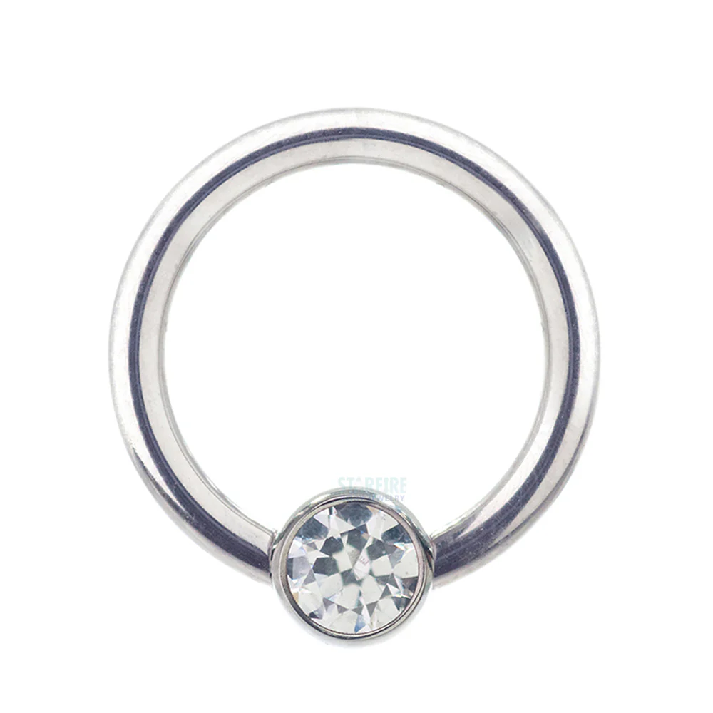 Captive Bead Ring (CBR) with Bezel-set Brilliant-Cut Gem - 16 ga. 5/16" - Image 4