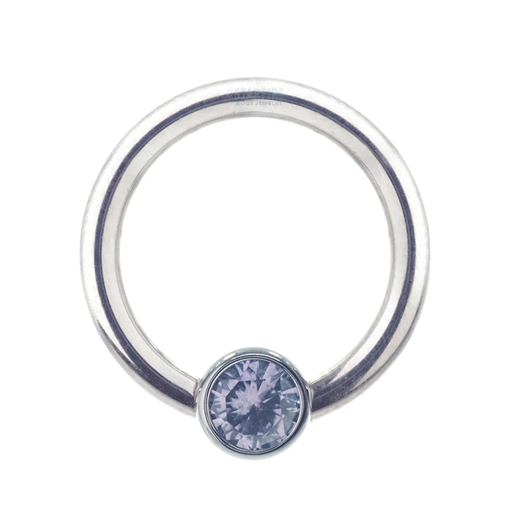 Captive Bead Ring (CBR) with Bezel-set Brilliant-Cut Gem - 16 ga. 5/16" - Image 5