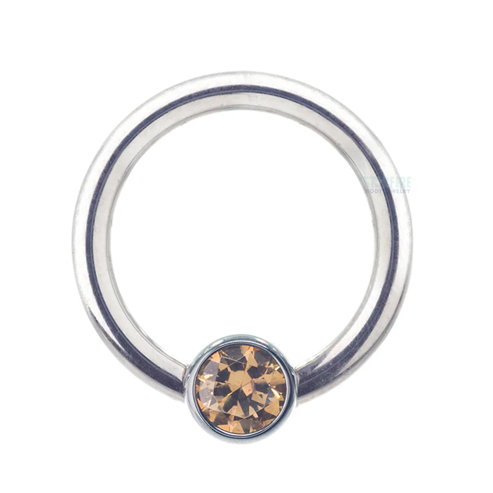 Captive Bead Ring (CBR) with Bezel-set Brilliant-Cut Gem - 16 ga. 5/16" - Image 6