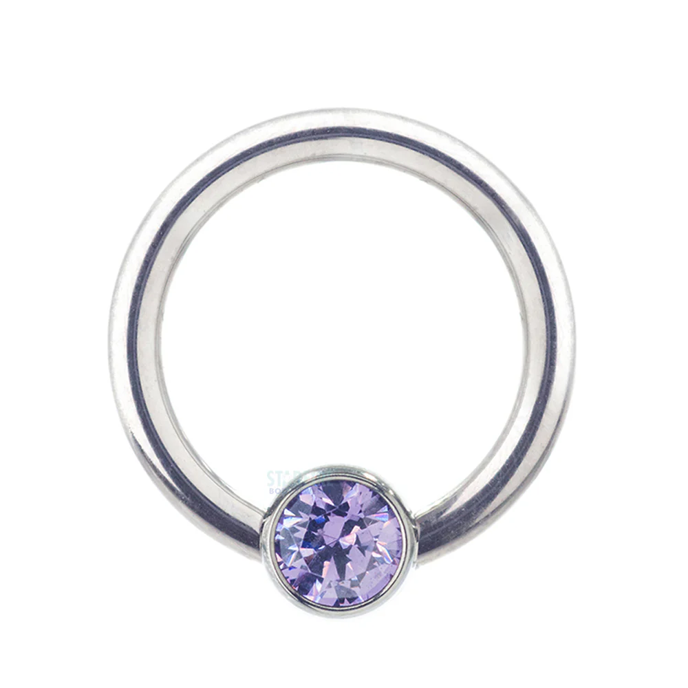 Captive Bead Ring (CBR) with Bezel-set Brilliant-Cut Gem - 16 ga. 5/16" - Image 7