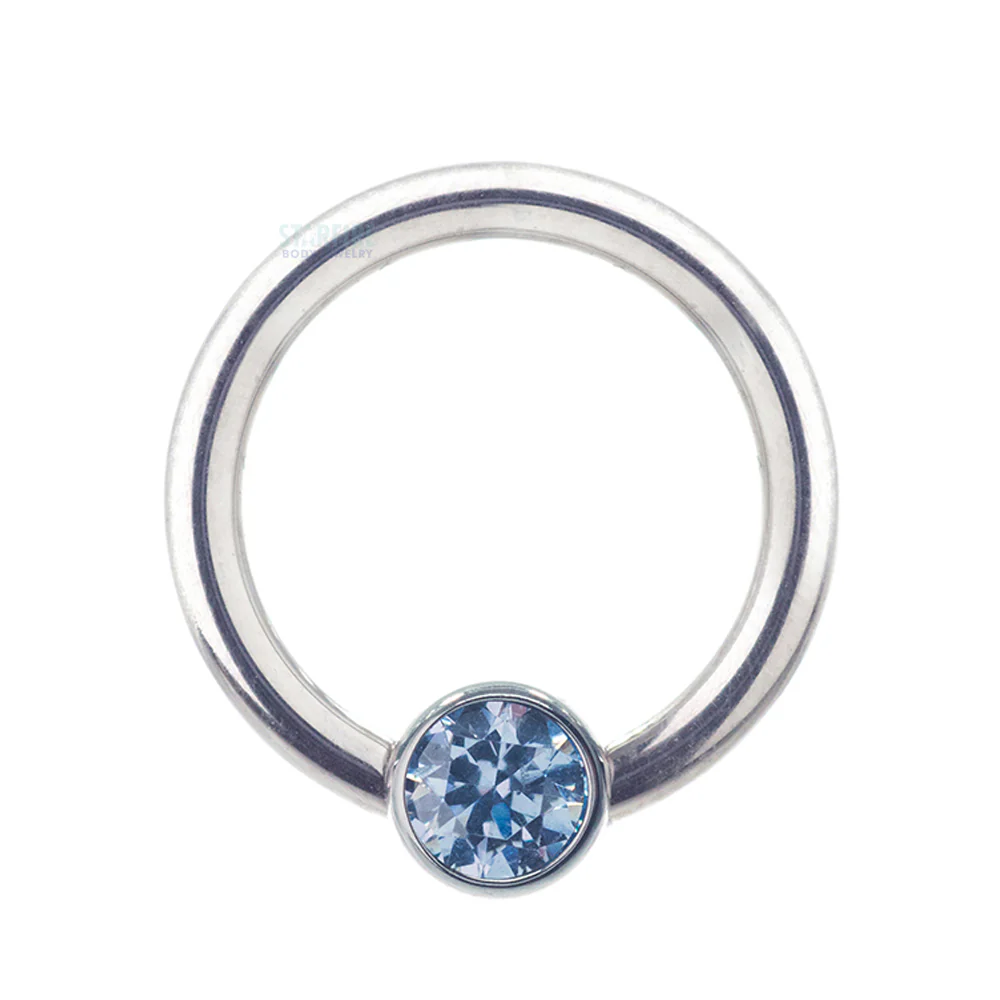 Captive Bead Ring (CBR) with Bezel-set Brilliant-Cut Gem - 16 ga. 5/16" - Image 8