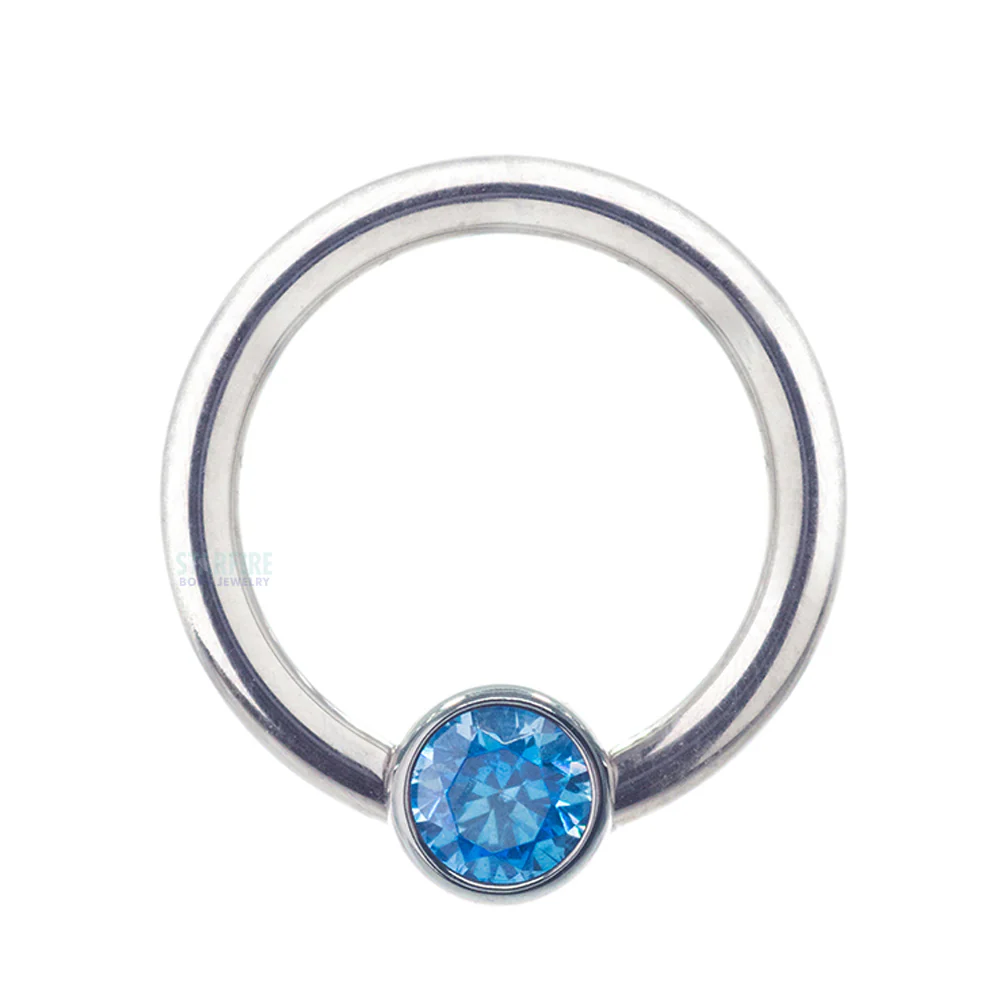 Captive Bead Ring (CBR) with Bezel-set Brilliant-Cut Gem - 16 ga. 5/16" - Image 9