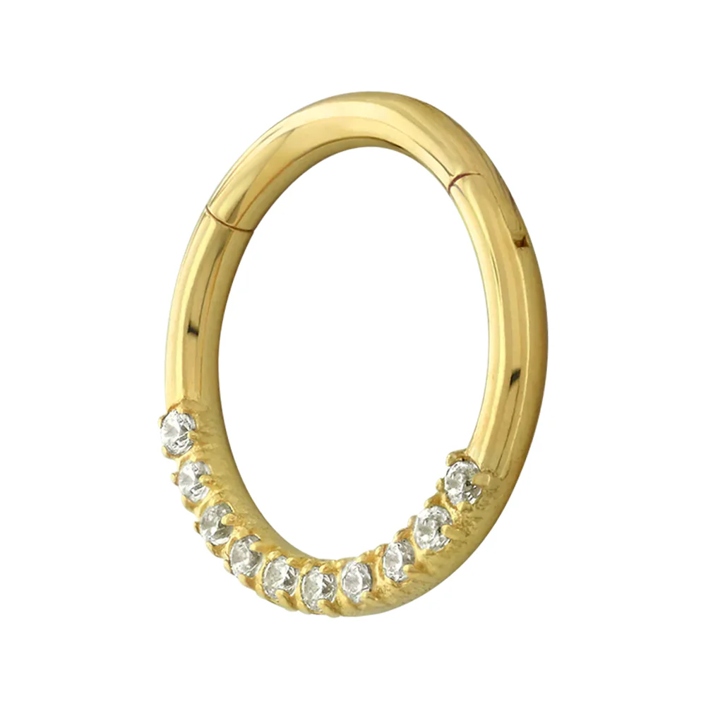 Front Facing Gemmed Hinge Ring / Clicker in Gold - Image 3