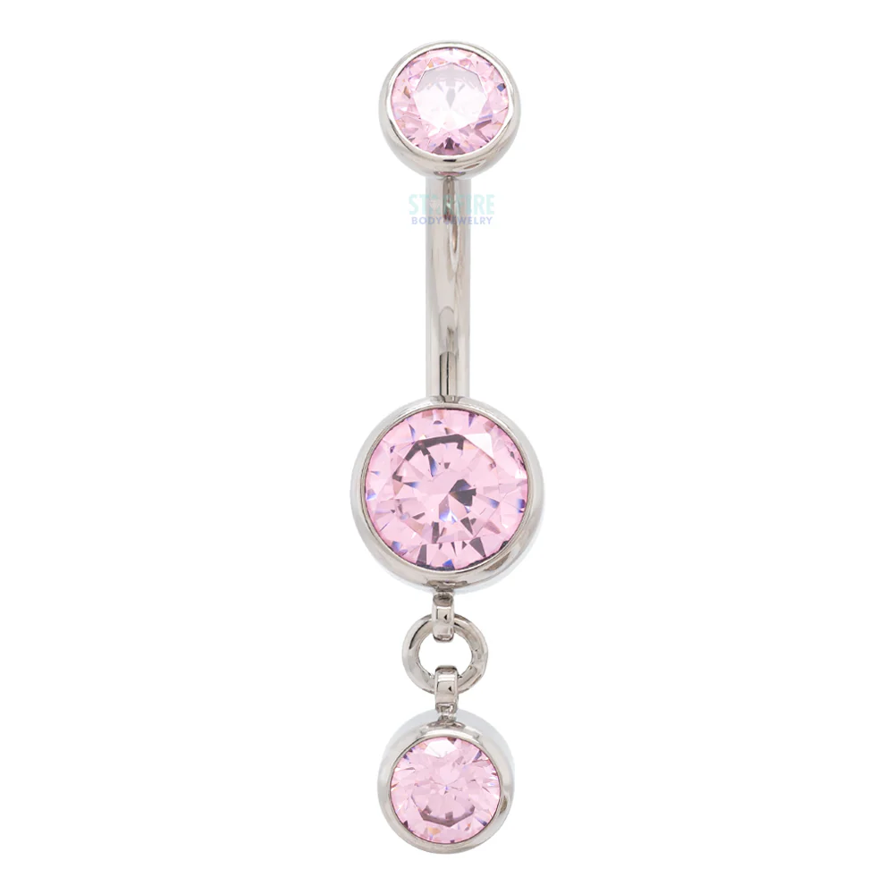 Bezel-Set Faceted Gem Navel Curve with Dangle #1 - Image 5