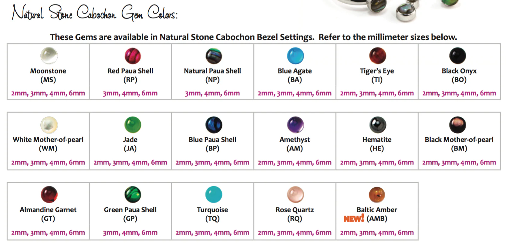 Bezel-Set Natural Stone Navel Curve with Dangle #5 - Image 3